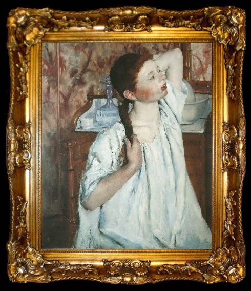 framed  Mary Cassatt Girl Arranging Her Hair 1886, ta009-2